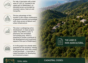 For sale 1527 m² land plot in Batumi